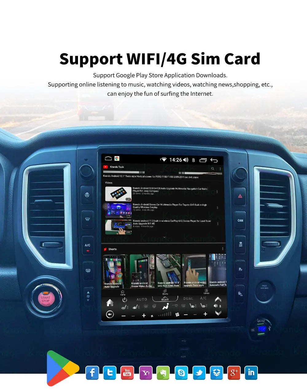 Krando 13''Telsa Auto Car Radio Android Carplay For Nissan Titan (XD) 2016-2019 Car Multimedia GPS 4G autoradio GPS Navigation