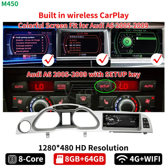 Krando 8.8'' Original OEM Style Android Car Radio For Audi A6 A6L 2005-2011 Navigation GPS stereo head unit multimedia system carplay androidauto