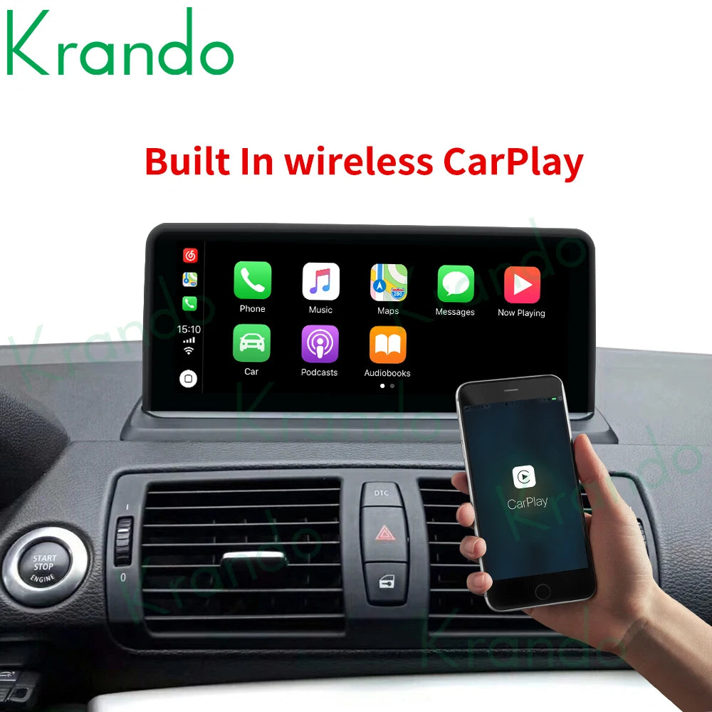 Krando 10.25'' Android car radio gps stereo For BMW 1 Series E81 E82 E87 E88 2006 - 2012 Head Unit navigation multimedia system wifi 4g sim carplay android auto