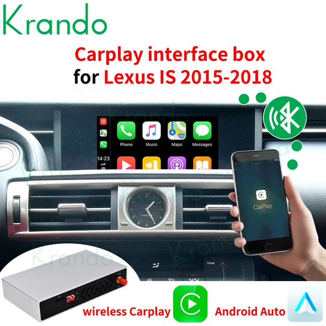 Krando Wireless Android Auto Apple CarPlay Interface module Box For Lexus IS200t IS300 2015-2018 Upgrade Original Screen bt siri active camera