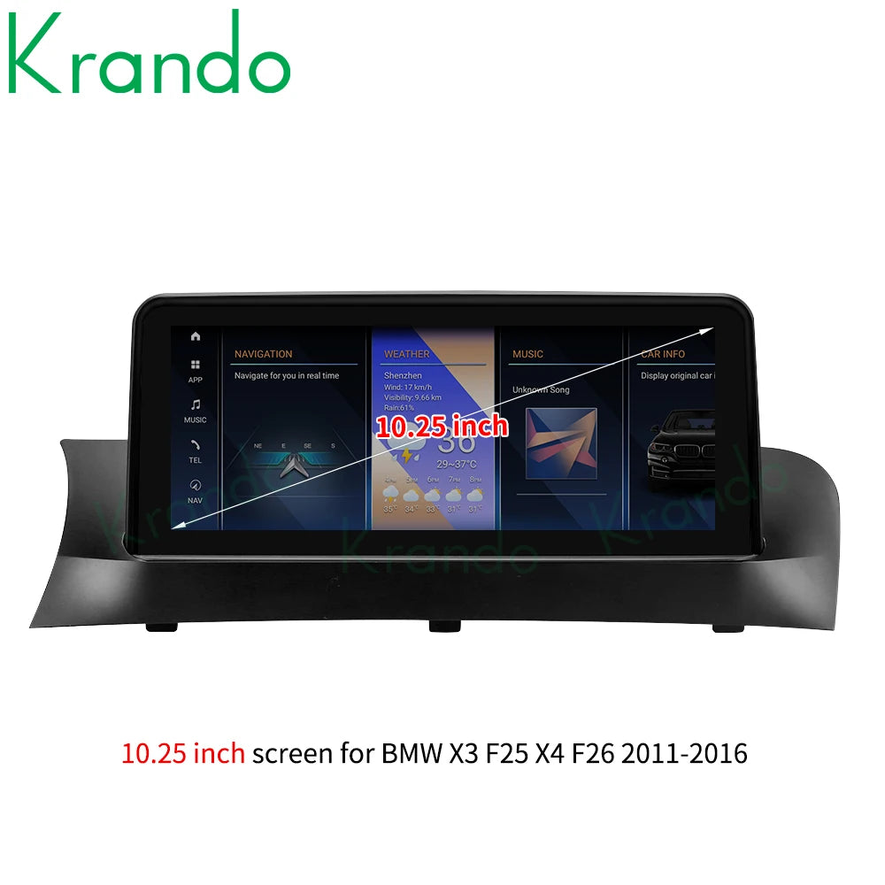 Krando 10.25" Android Car Radio GPS For BMW X3 F25 X4 F26 2011 2012 2013 head unit stereo navigation multimedia carplay android auto 4g sim card