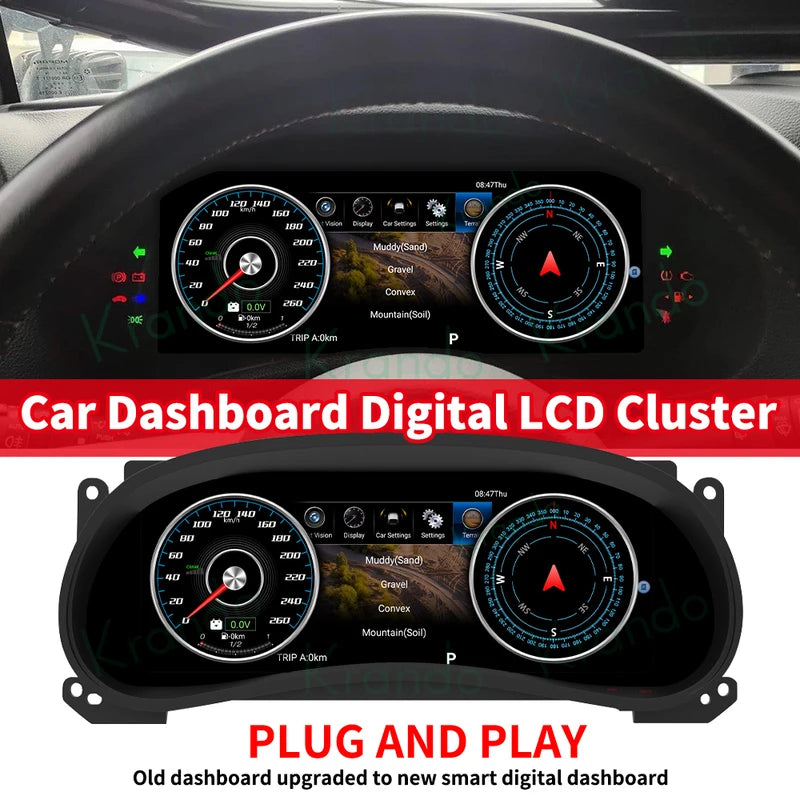 Krando 12.3'' Linux Car Digital Cluster For Jeep Wrangler JK 2010-2017 LCD Dashboard Panel Virtual Instrument CockPit