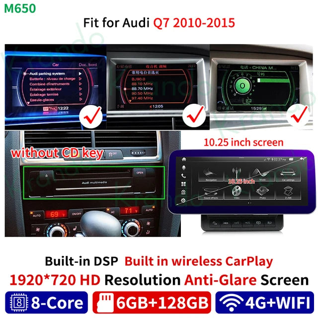 Krando 10.25" android car radio gps stereo for Audi Q7 2005 - 2015 Autoradio Navigation multimedia head unit carplay android auto 4g sim card