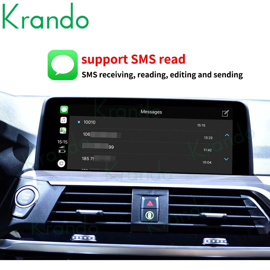 Krando Wireless Android Auto Apple CarPlay Interface module For BMW X3 F25 X4 F26 G01 G02 CIC NBT EVO 2011-2020 Siri bt camera active upgrade box