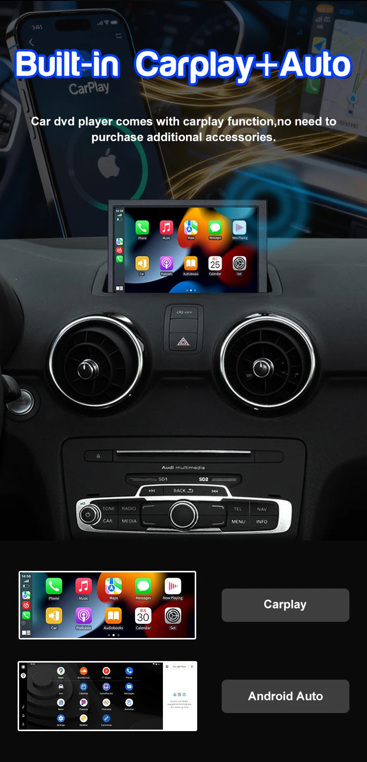 Krando 7 Inch  Auto NBT System For AUDI A1 2010-2018 Stereo Multimedia Player GPS Navigation CarPlay