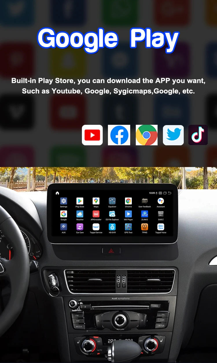 Krando 10.25 Inch Auto GPS Navigation Car Radio For AUDI Q5 2009-2017 Multimedia Player GPS Navigation CarPlay HD Touch