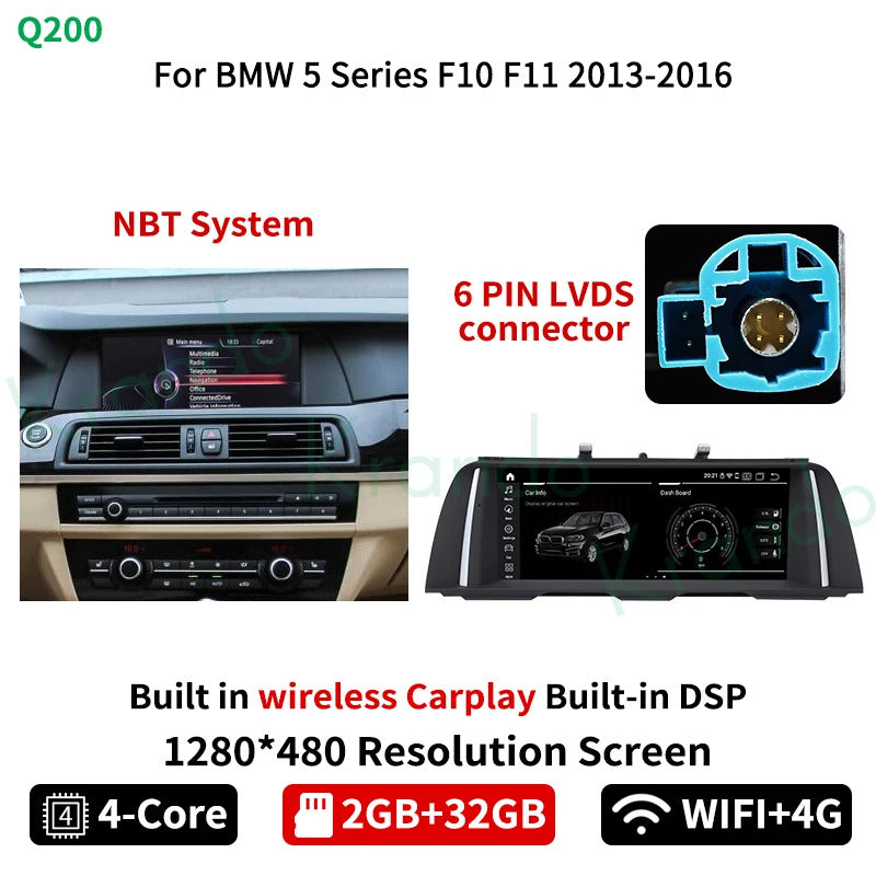 Krando 10.25 Car Carplay Android 4G  For BMW 5 Series F10/F11 2011-2012 Stereo Multimedia Player GPS Navigation CarPlay HD Touch