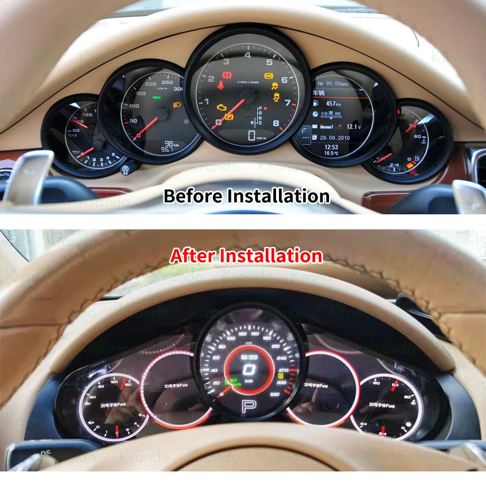 Krando Linux Dashboard Instrument Panel LCD Car Cockpit For Porsche Panamera 2011 - 2016 Digital Cluster Speedmeter Display