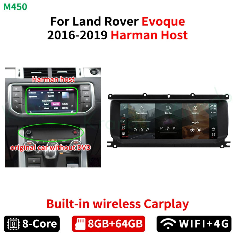 Krando 10.25" Android Car Radio GPS stereo For Land Rover Range Rover Evoque LRX L538 2012 - 2019 navigation multimedia system Harman Bosch AC Screen Wireless Carplay