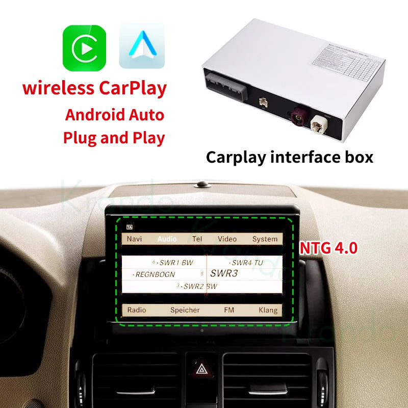 Krando Wireless Apple CarPlay interface Module box For Mercedes Benz C W204 GLC W205 2008-2018 ntg 4.0 4.5 5.0 Android Auto siri camera active