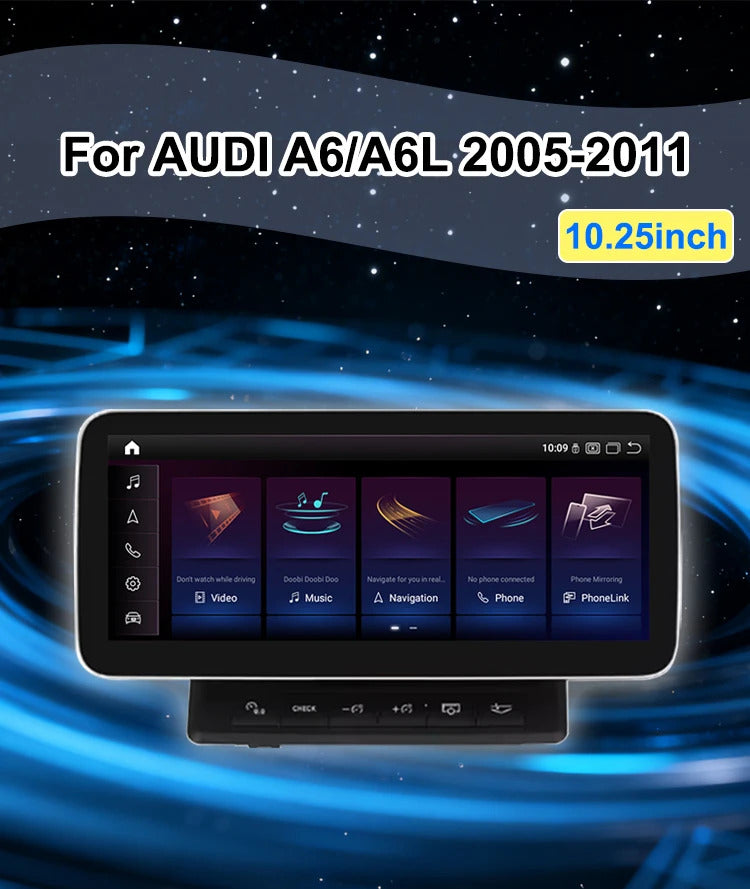 Krando 10.25 Inch DVD Auto Carplay Android Auto Radio For AUDI A6 A6L 2005-2011 CarPlay HD Touch Screen Head