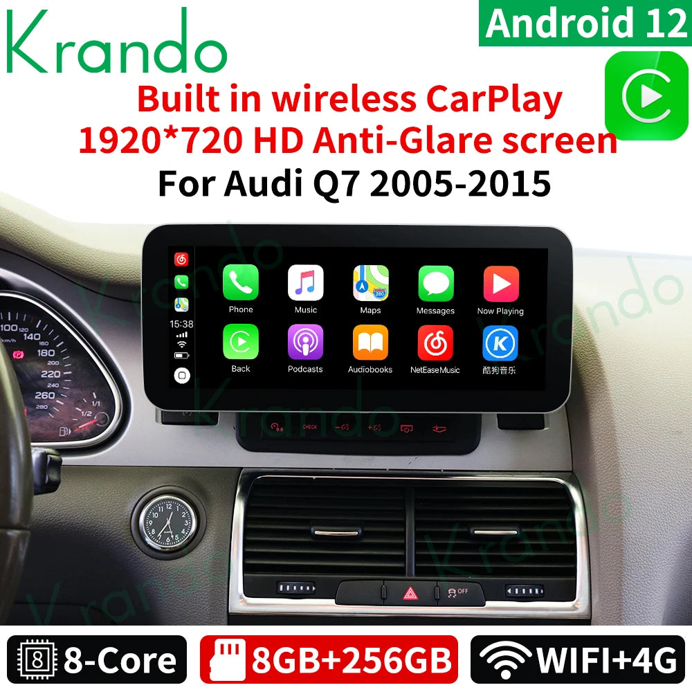 Krando 10.25" android car radio gps stereo for Audi Q7 2005 - 2015 Autoradio Navigation multimedia head unit carplay android auto 4g sim card