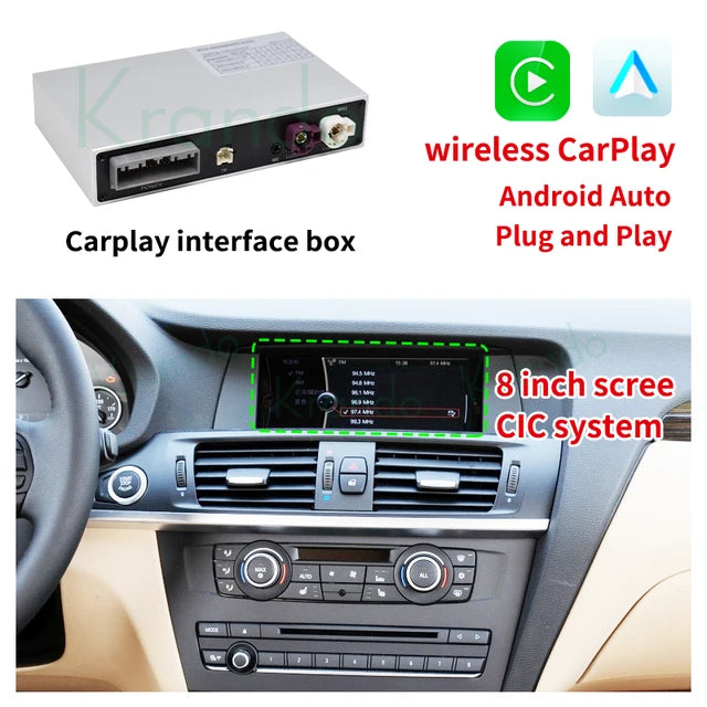 Krando Wireless Android Auto Apple CarPlay Interface module For BMW X3 F25 X4 F26 G01 G02 CIC NBT EVO 2011-2020 Siri bt camera active upgrade box