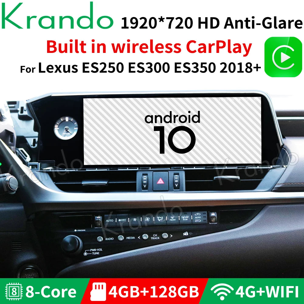 Krando 12.3" Android Car Radio gps For Lexus ES250 ES300 ES350 2019 2020 2021 navigation head unit multimedia system