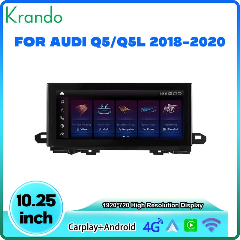 Krando 10.25'' Car Radio Auto NBT System For AUDI Q5/Q5L2018-2020 Wireless CarPlay Android display GPS Head Unit