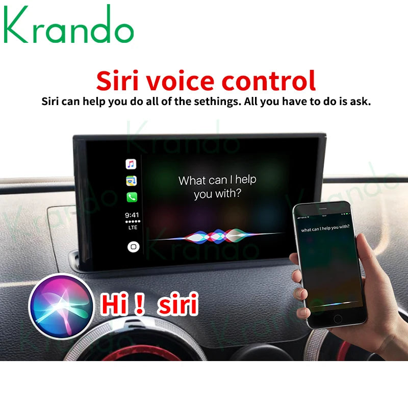 Krando Upgrade Wireless android auto Apple CarPlay Interface Module For Audi A3 2014 - 2018 MIB BT Siri Control Reverse Camera upgrade Box