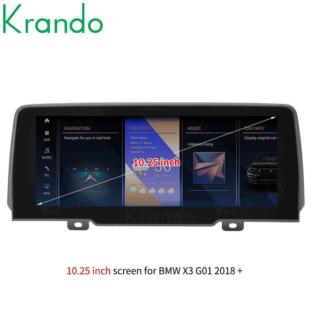 Krando 10.25'' Android Car Radio GPS Stereo For BMW X3 X4 G01 G02 2018 2019 2020 EVO Autoradio Wireless Carplay touch screen headunit Multimedia Navigation system