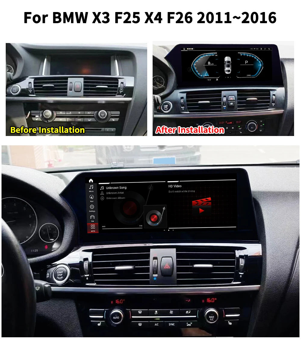 Krando 12.3 Inch Carplay Android For BMW X3 F25 X4 F26 2011-2016 Stereo Multimedia Player GPS Navigation CarPlay Screen Head