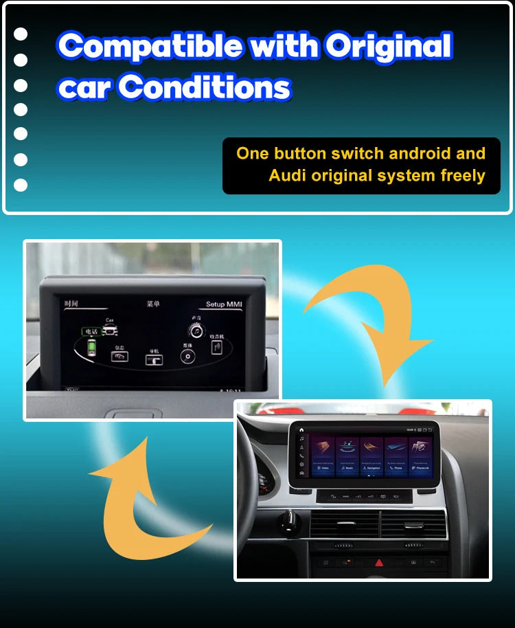 Krando 10.25 Inch DVD Auto Carplay Android Auto Radio For AUDI A6 A6L 2005-2011 CarPlay HD Touch Screen Head