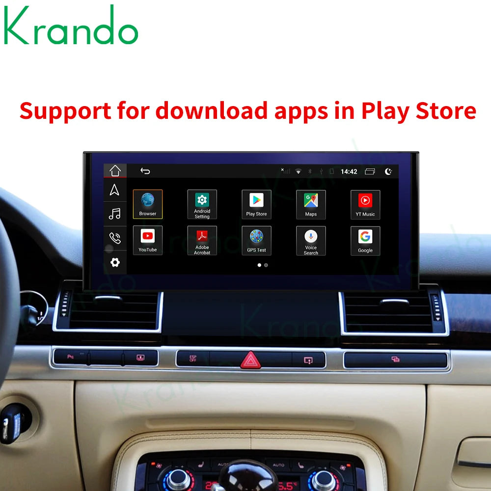 Krando 12.3'' Android car radio gps stereo For Audi A8 S8 D4 2010-2017 touch screen Navigation GPS multimedia Player system Wireless Carplay head unit