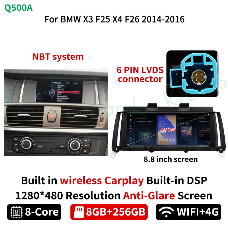 Krando 12.3'' Android Auto GPS Multimedia Video For BMW X3 X4 F25 F26 DVD Video Player Stereo Auto GPS Navigation