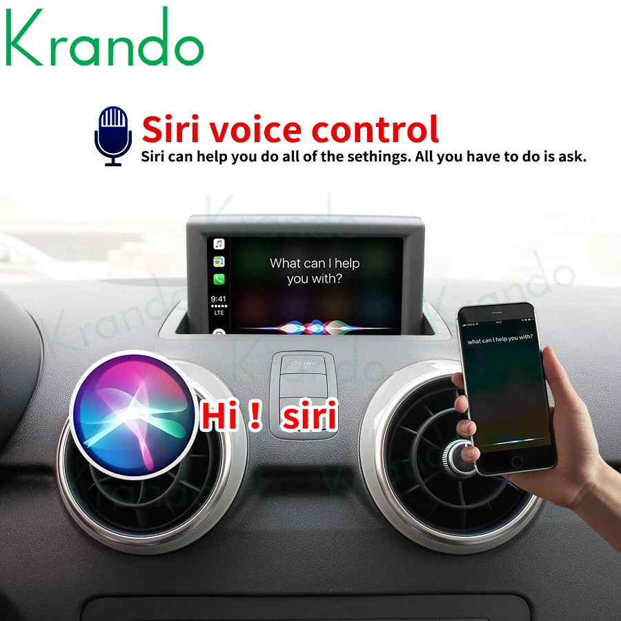 Krando Wireless Android Auto Apple CarPlay Interface MODULE Box For Audi A1 2012-2018 MMI 2G 3G BT Siri Control CAMERA upgrade box