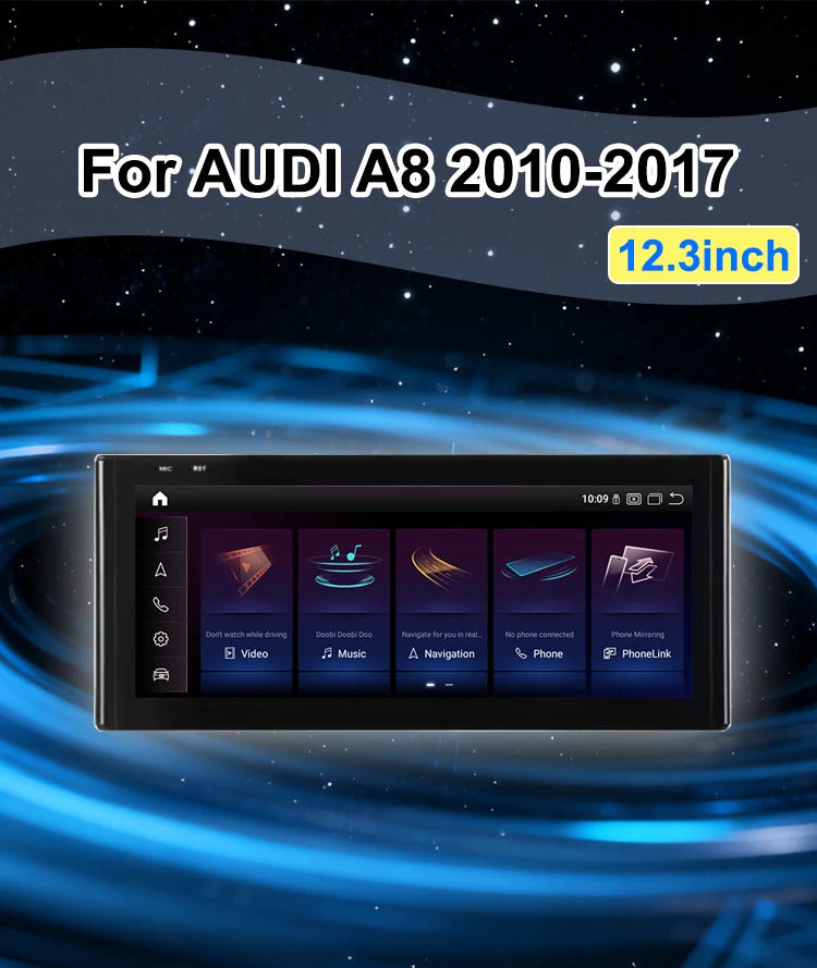 Krando 12.3 Inch Android Auto Radio  Screen For AUDI A8 2010-2017 CarPlay HD Touch Screen Head