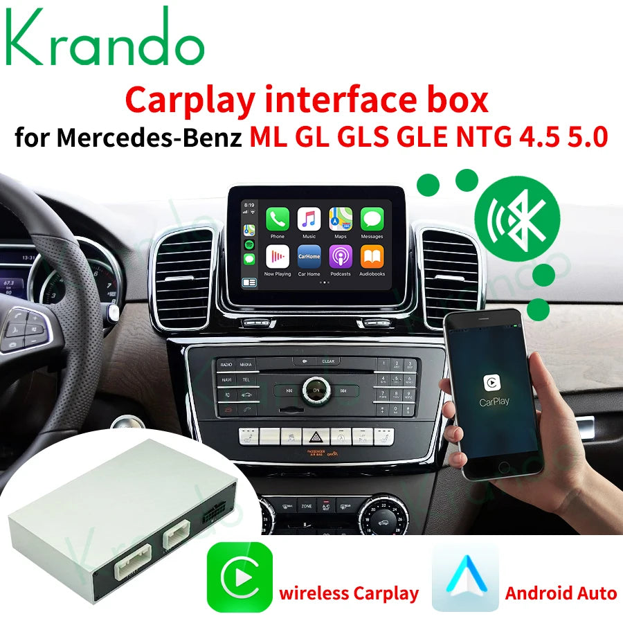 Krando Wireless Apple CarPlay Interface Module Box For Mercedes Benz ML GL W166 GLE GLS 4.5 5.0 2011-2016 active Rear camera