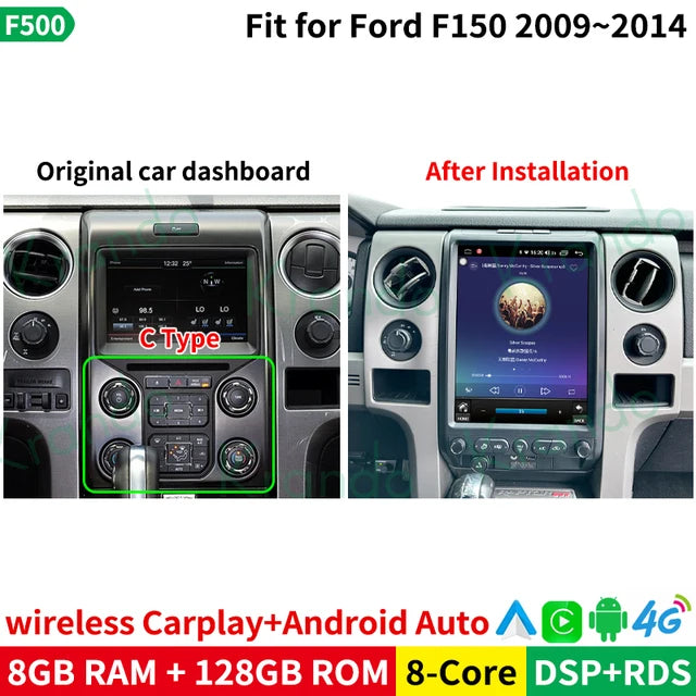 Krando 13.6" android verticial screen car radio navigation stereo For Ford F150 2009-2014 Multimedia GPS System Player headunit touch screen carplay android auto