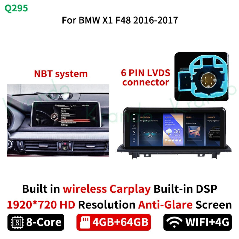 Krando 10.25'' Android Auto GPS NBT System For BMW X1 F48 2016-2018 Video Player Stereo Auto GPS Navigation