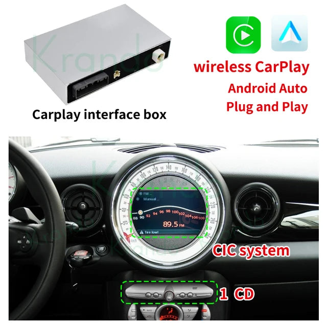 Krando Wireless Android Auto Apple CarPlay Interface module For BMW Mini Cooper F54 F55 F56 F60 R60 2007-2018 CIC NBT EVO camera active Upgrade box