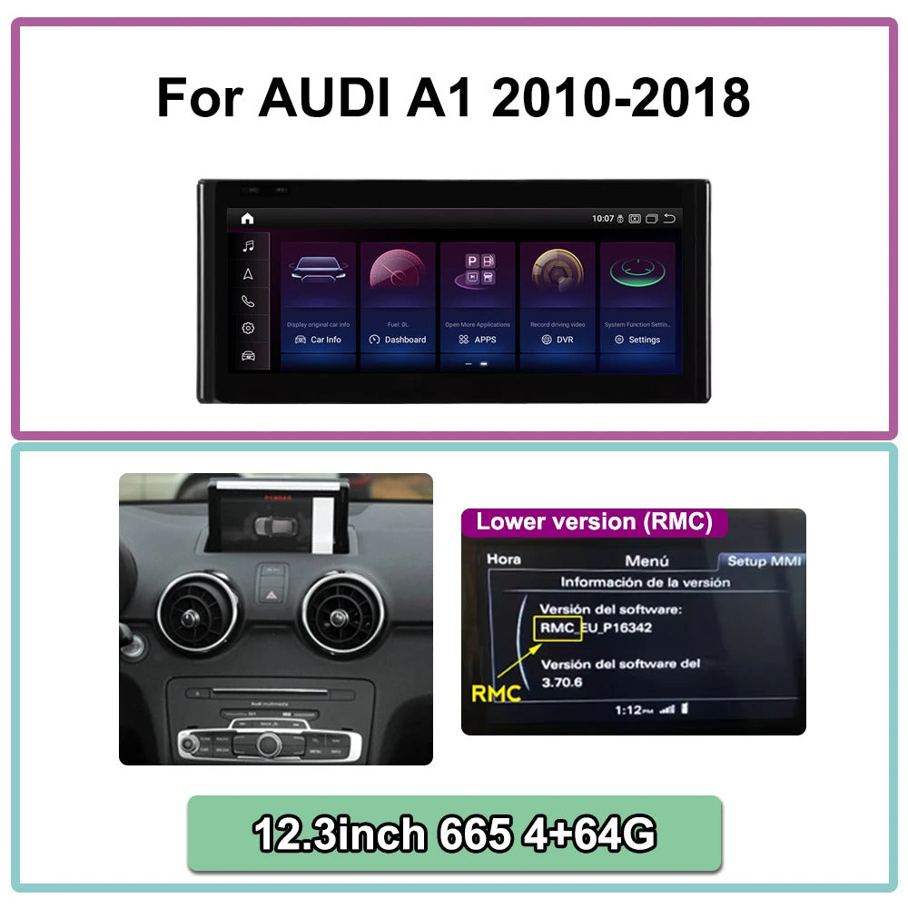 Krando 12.3 Inch Auto NBT System For AUDI A1 2010-2018 Stereo Multimedia Player GPS Navigation CarPlay HD Touch Screen Head