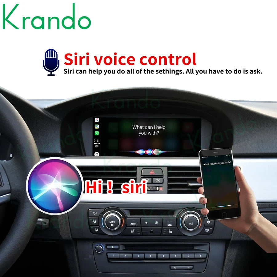 Krando Android Auto Wireless APPLE CarPlay Interface module For BMW 3 5 Series E60 E61 E63 E64 E90 E91 E92 CIC siri bt camera active upgrade box