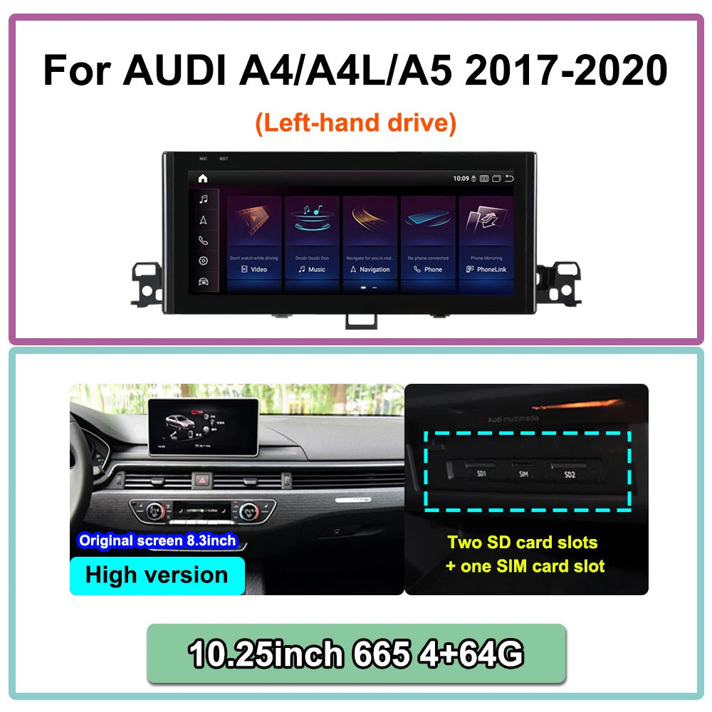 Krando 10.25 Inch Auto NBT System For AUDI A4/A4L/A5 2017-2020 Multimedia Player GPS Navigation CarPlay HD Touch Screen Head