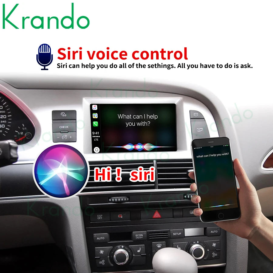 Krando Wireless ANDROID AUTO Apple CarPlay Interface MODULE Box For Audi A6 A6L A7 A7L 2005 - 2020 MMI 3G RMC MHI2 Siri Control UPGRADE BOX