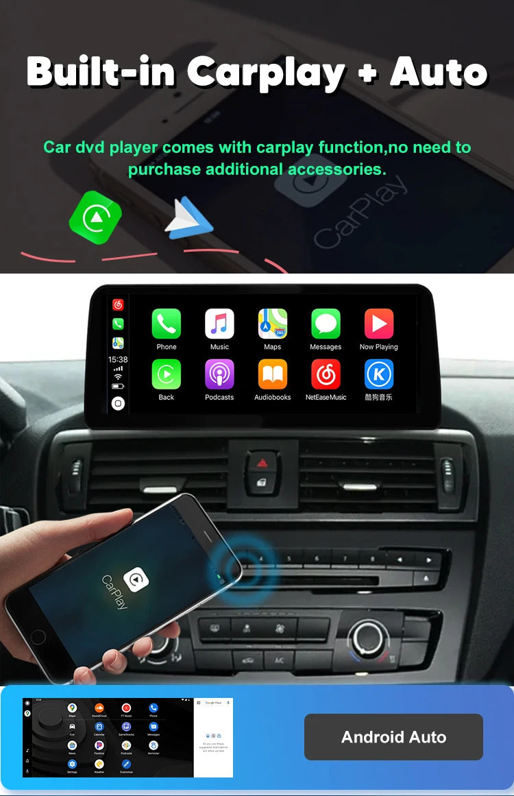 Krando 12.3'' Android Carplay Car Radio Car Multimedia for BMW 1/2 Series F20/F21/F22 F23 GPS Stereo Screen LHD