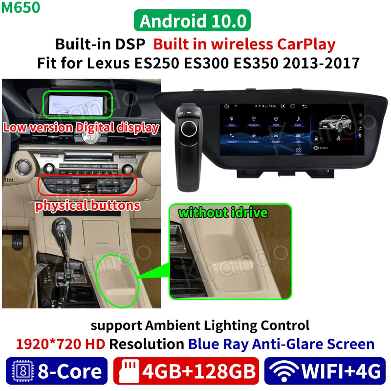 Krando 10.25" Android Car Radio Gps For Lexus ES250 ES300 ES350 2013-2018 multimedia head unit stereo navigation system carplay android auto 4g sim