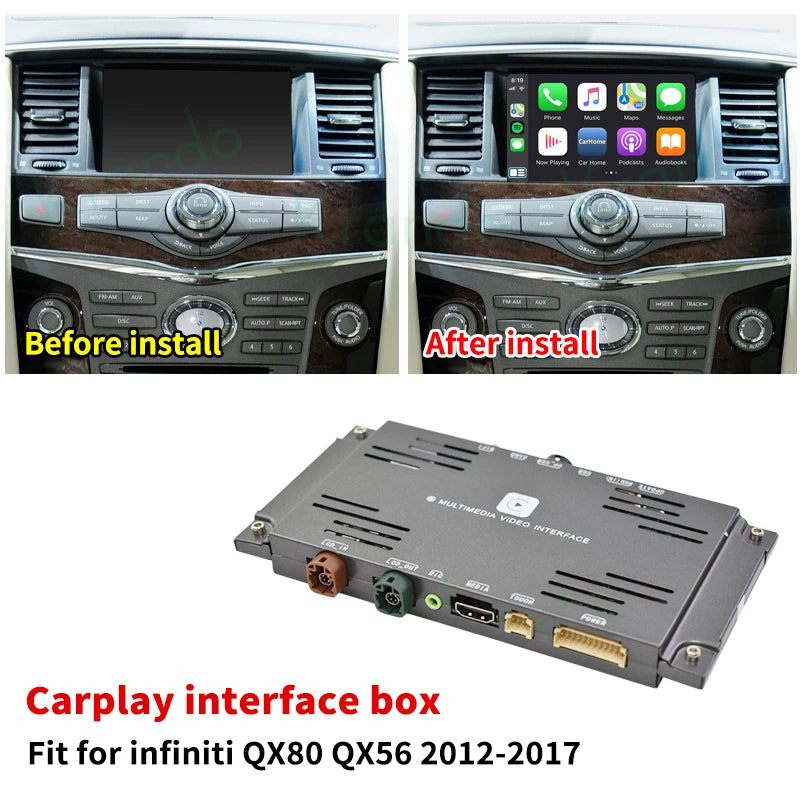 Krando Wireless Android Auto Apple CarPlay Interface module For Infiniti M37 M25 M35 M56 Q70 G25 G37 Q40 QX50 EX25 EX37 QX60 G35 rear camera upgrade box