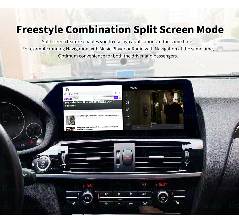 Krando 12.3 Inch Carplay Android For BMW X3 F25 X4 F26 2011-2016 Stereo Multimedia Player GPS Navigation CarPlay Screen Head