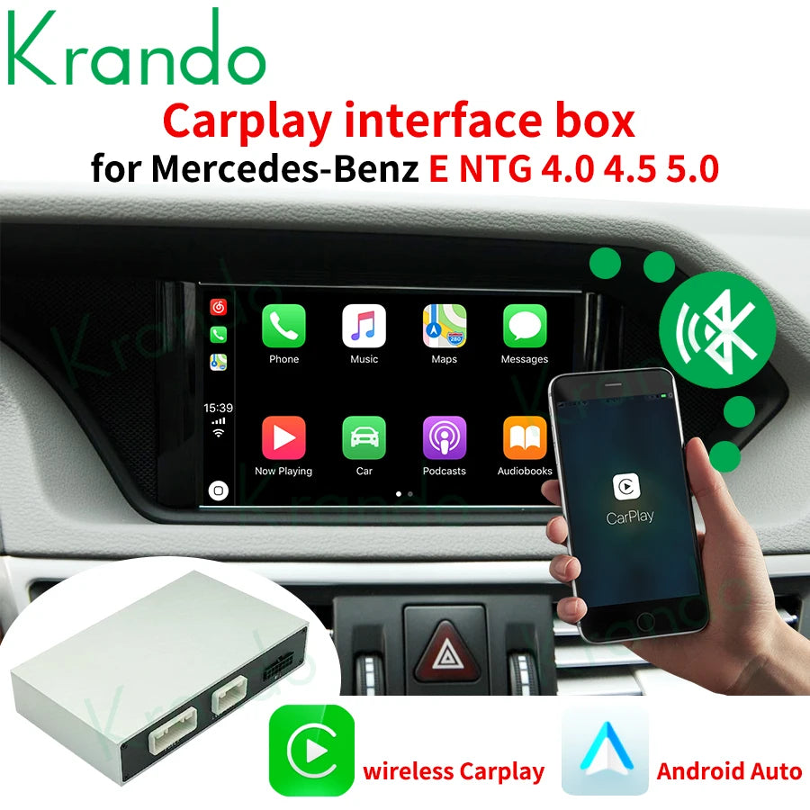 Krando Wireless Android Auto CarPlay Interface For Mercedes Benz E W212 Coupe C207 NTG 4.0 4.5 5.0 2009-2016 upgrade box