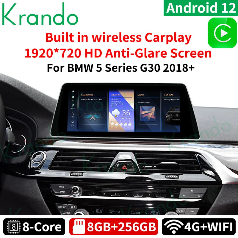 Krando 10.25'' Android Car Radio GPS For BMW 5 Series G30 EVO 2018 - 2020 Autoradio Stereo navigation multimedia system player wifi 4g carplay android auto