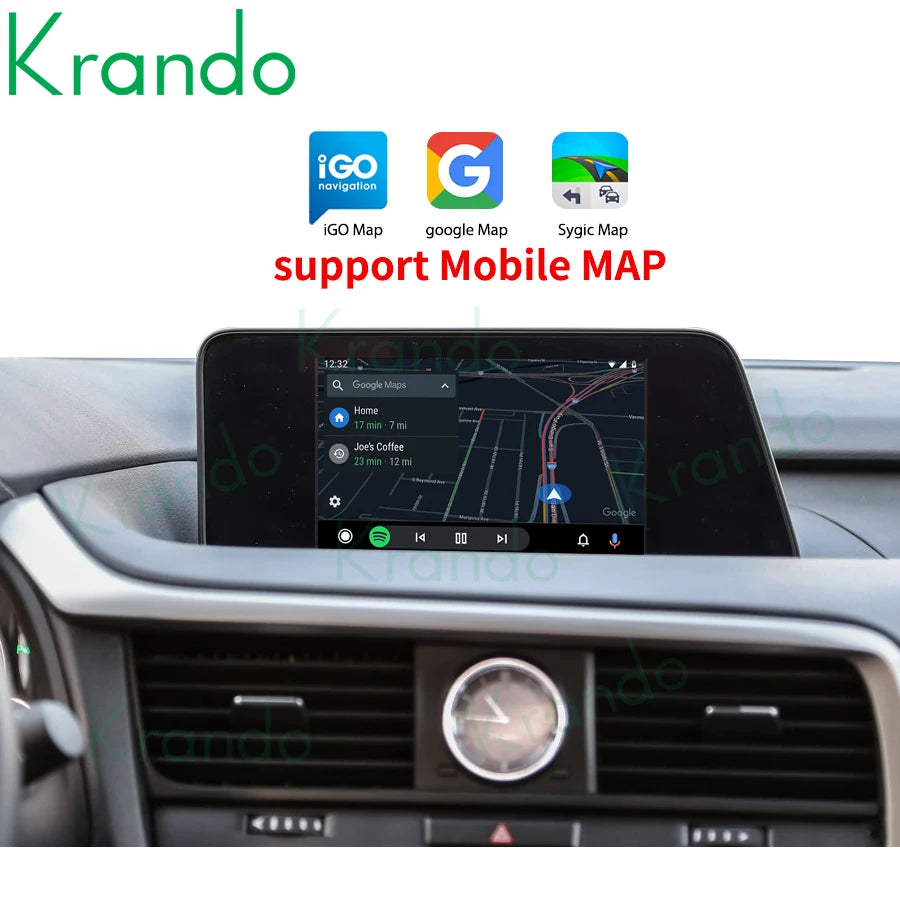 Krando Wireless Android Auto Apple CarPlay Interface MODULE For Lexus RX 200T 450H 2015-2020 BT rear camera Upgrade BOX