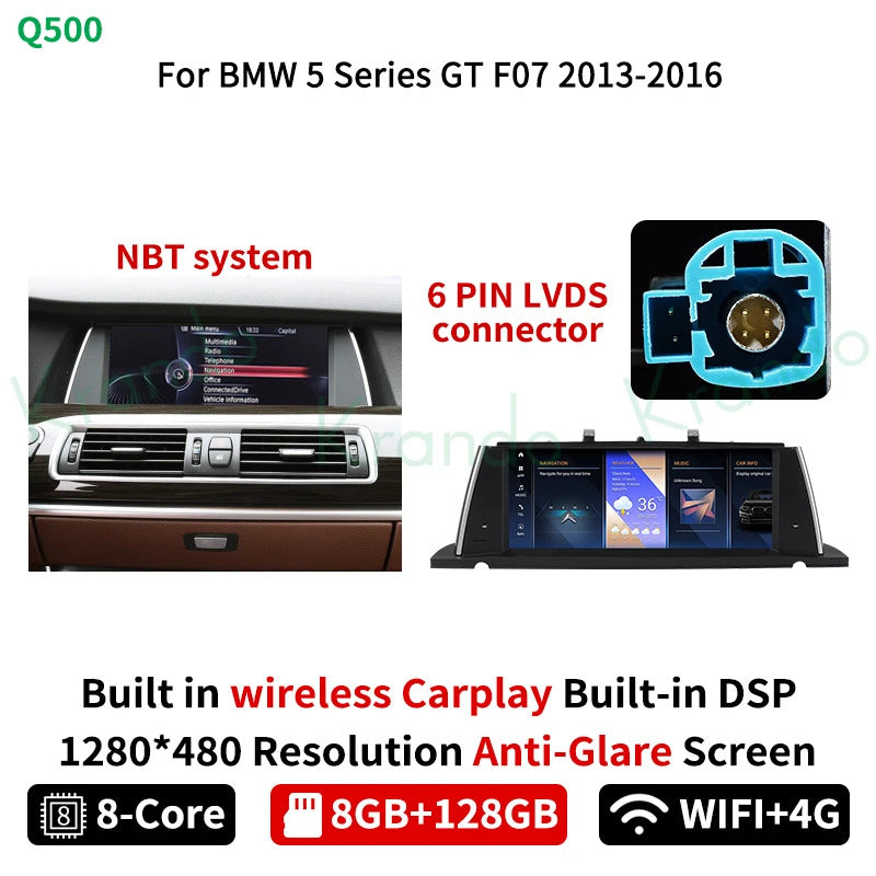Krando 10.25 Inch Carplay Android For BMW 5 Series F07 GT 2011-2012 Stereo Multimedia Player GPS Navigation CarPlay HD Touch