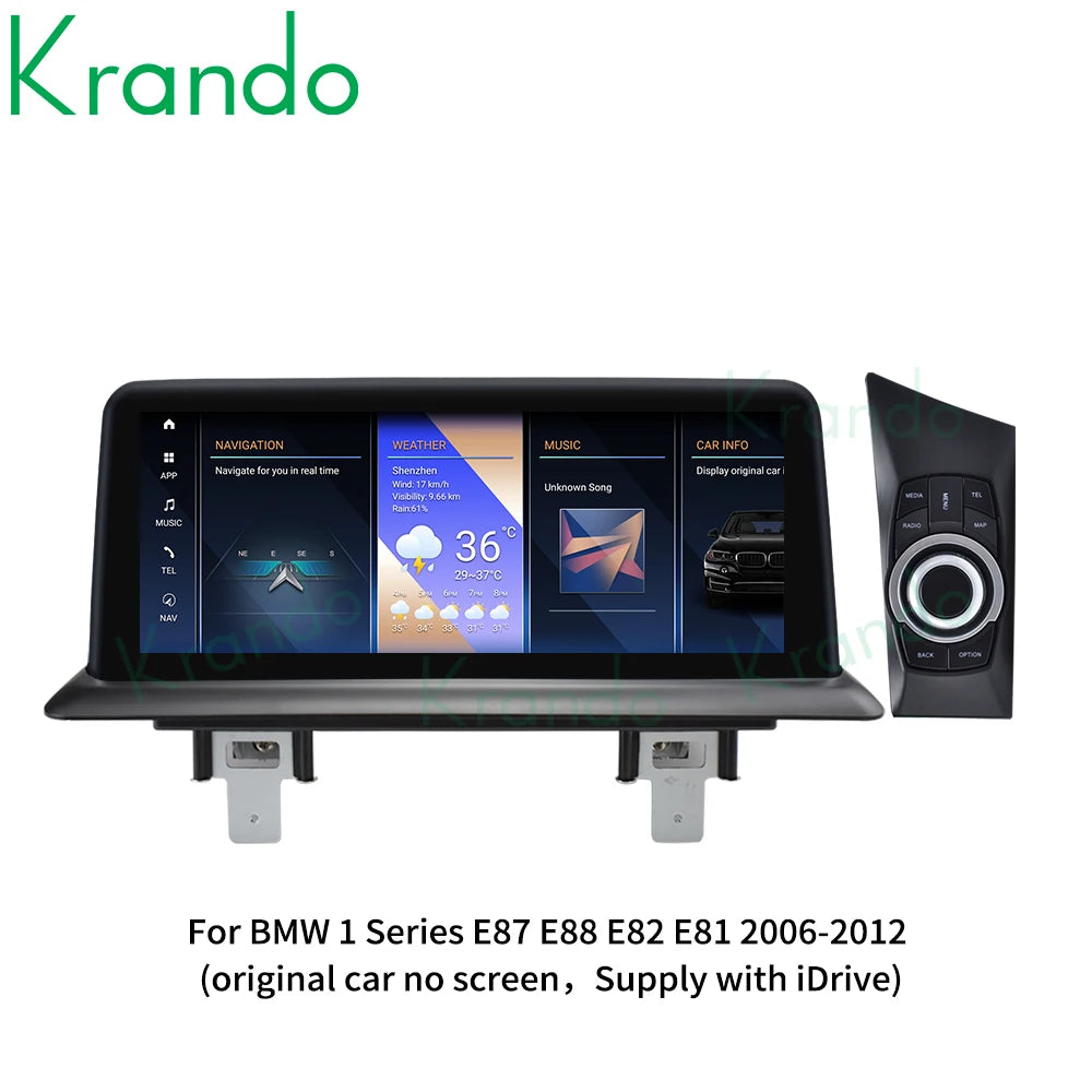 Krando 10.25'' Android car radio gps stereo For BMW 1 Series E81 E82 E87 E88 2006 - 2012 Head Unit navigation multimedia system wifi 4g sim carplay android auto