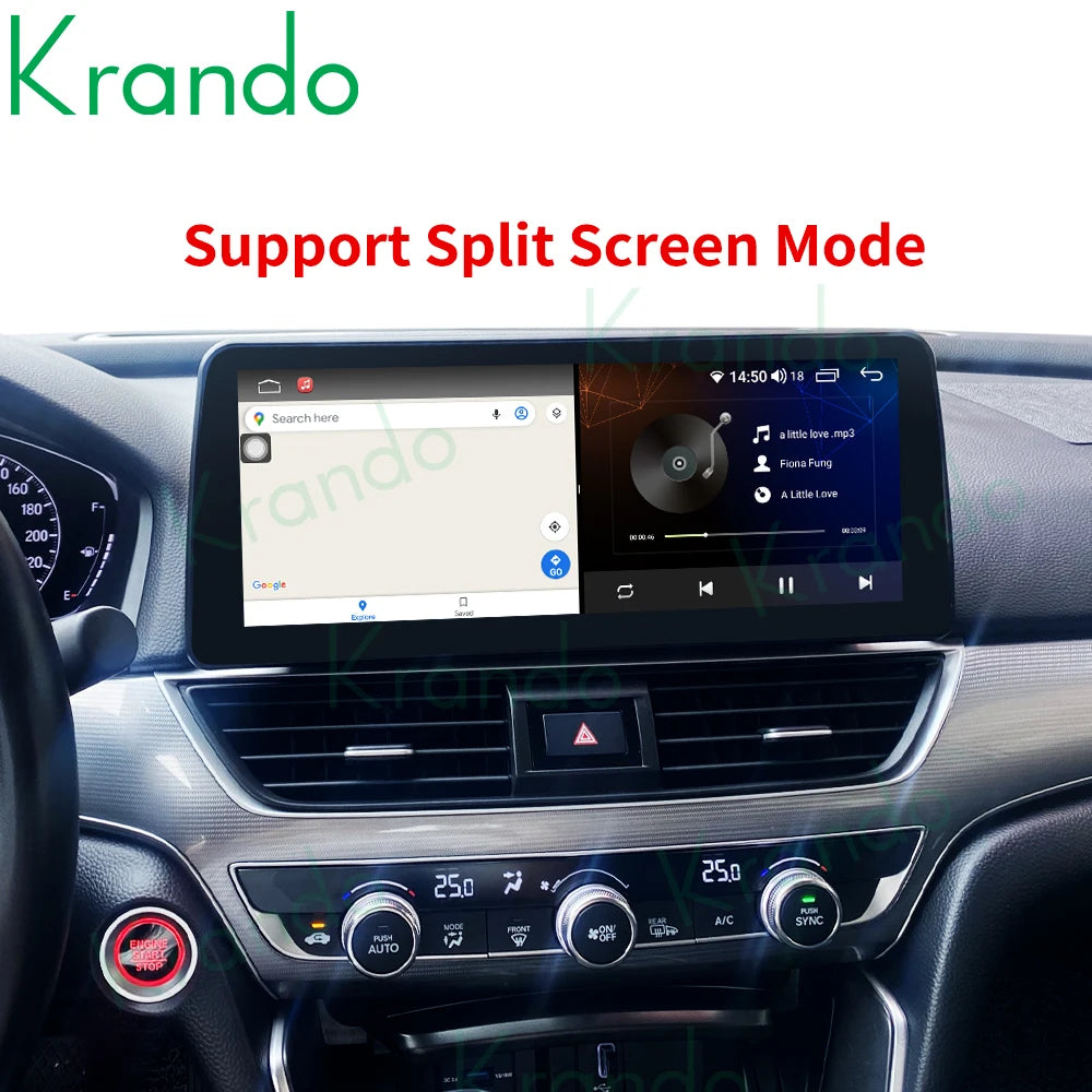 Krando 12.3" android car radio gps For Honda Accord 10 2018-2021 navigation stereo head unit multimedia system wifi 4g sim card carplay android auto