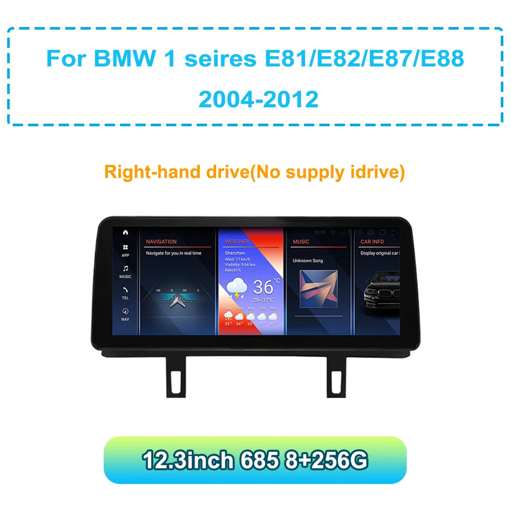 Krando 12.3 Inch Car Radio Carplay For BMW 1 seires E87/E81/E88 Stereo Multimedia Player GPS Navigation CarPlay HD Touch