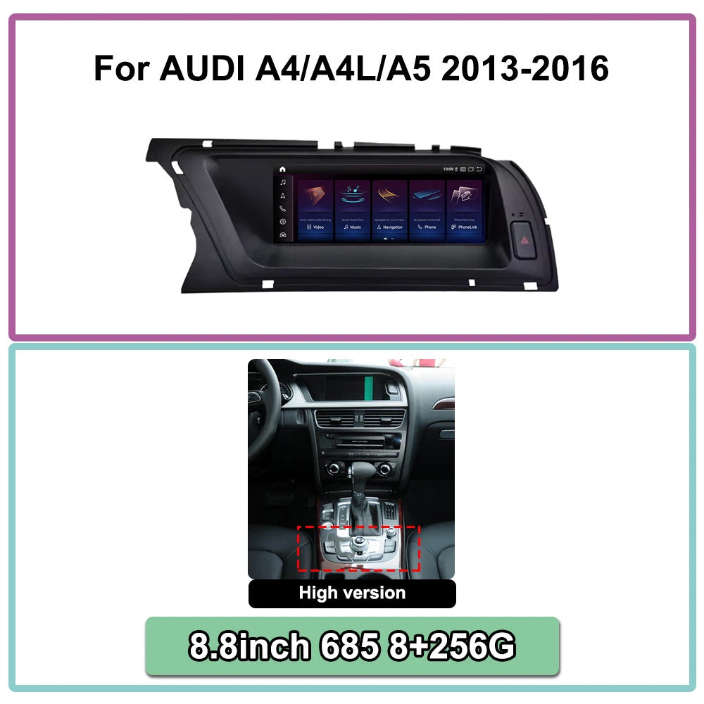 Krando 8.8 Inch DVD Multimedia Player For AUDI A4/A4L/A5 2013-2016 GPS Navigation CarPlay HD Touch Screen Head