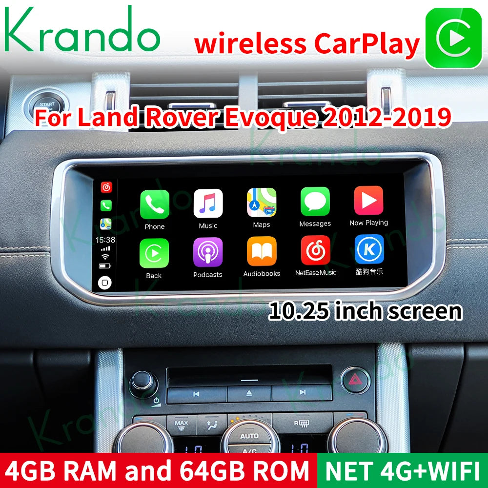 Krando 10.25" Android Car navigation gps Mutimedia radio Player For Land Rover Evoque LRX L538 2012 - 2019 Autoradio stereo Wireless Carplay Head Unit