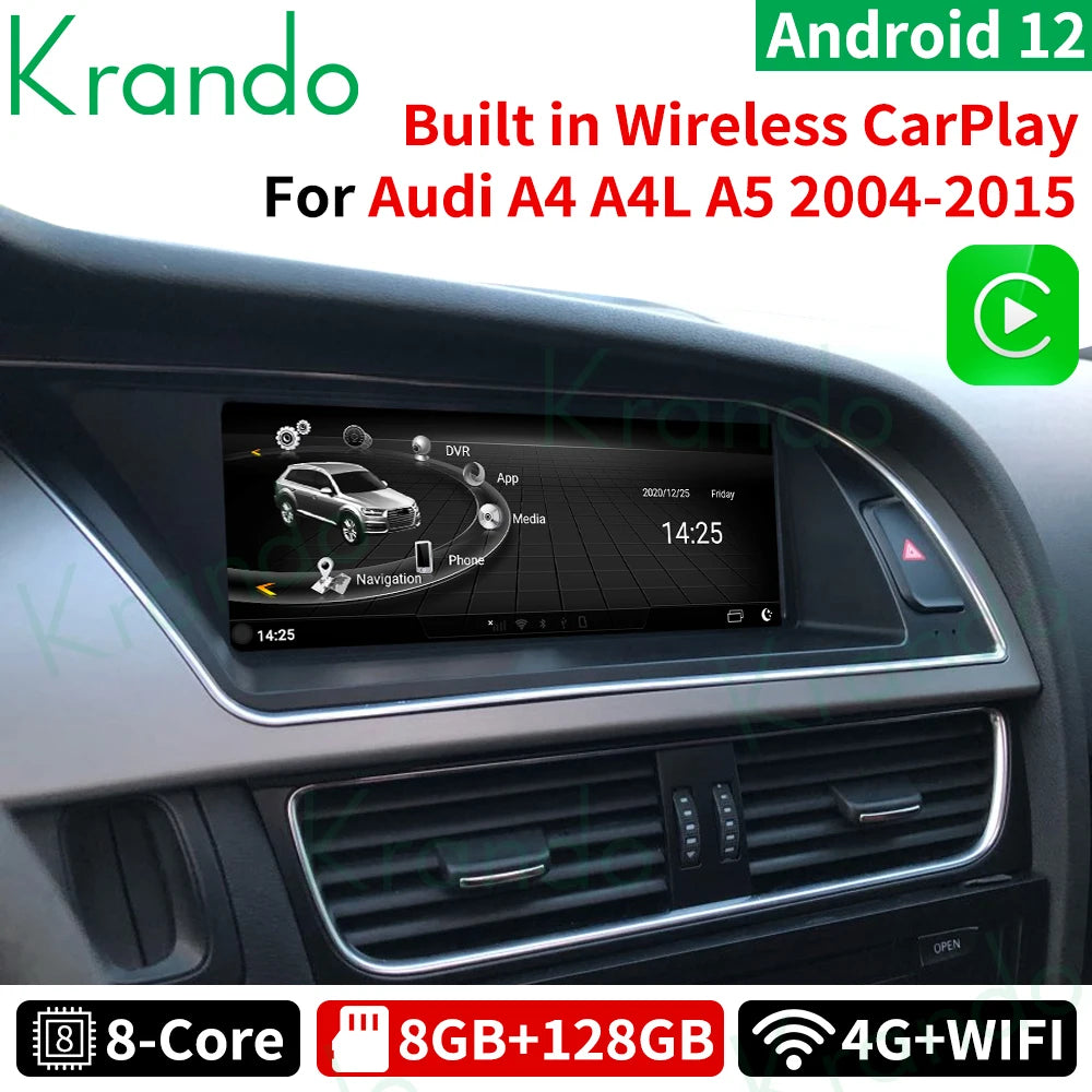 Krando 8.8" Android 13 Autoradio For Audi A4 A4L A5 2009 - 2016 Car radio gps navigation multimedia system carplay android auto