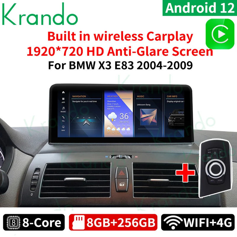 Krando 12.3 Inch Navigation Car Radio Android For BMW X3 E83 2004-2009 Head Unit Multimedia Player 4G autoradio
